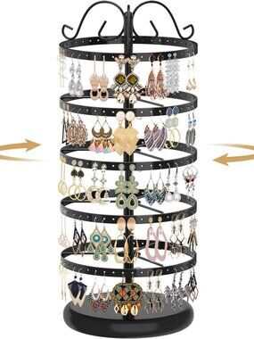 Rotating Earring Holder Organizer Stand, 5 Tier Metal Tree Display for Women Ven